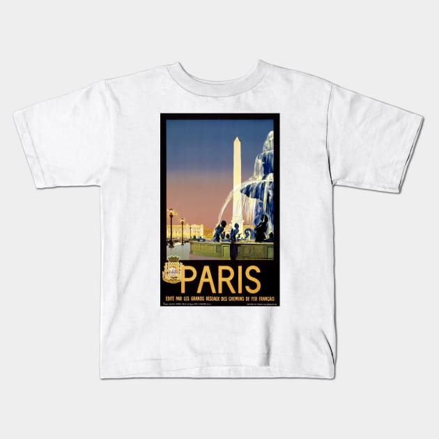 Vintage Travel Poster  Paris France Kids T-Shirt by vintagetreasure